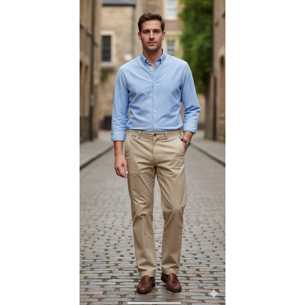 Vintage Old‎ Navy Mens Size 40x30 Loose Fit Chino Pants Khaki Flat Front Y2K